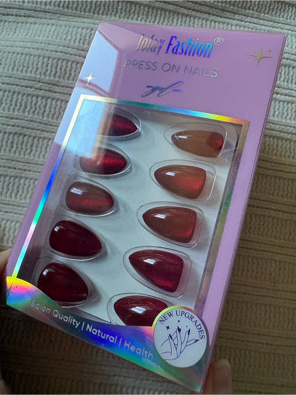 Jofay Fashion 32 Press-On Nails Red Almond Shape